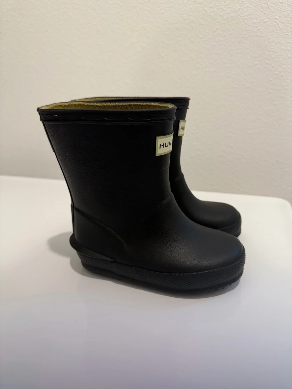 Hunter Kids Black Rubber Rain Boots with Logo